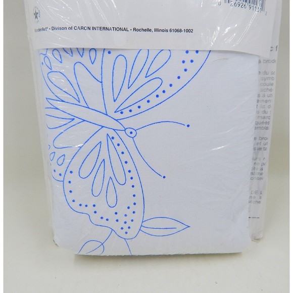 Wonder Art Poly Cotton Pillowcases Pair Butterfly Stamped For Embroidery 1131 - Picture 4 of 6